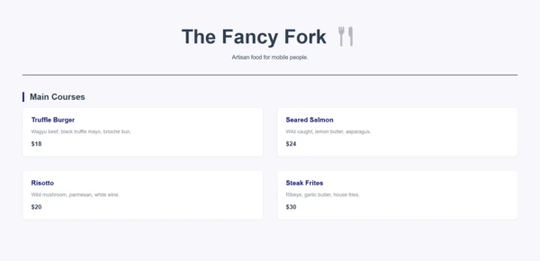 Restaurant Menu screenshot